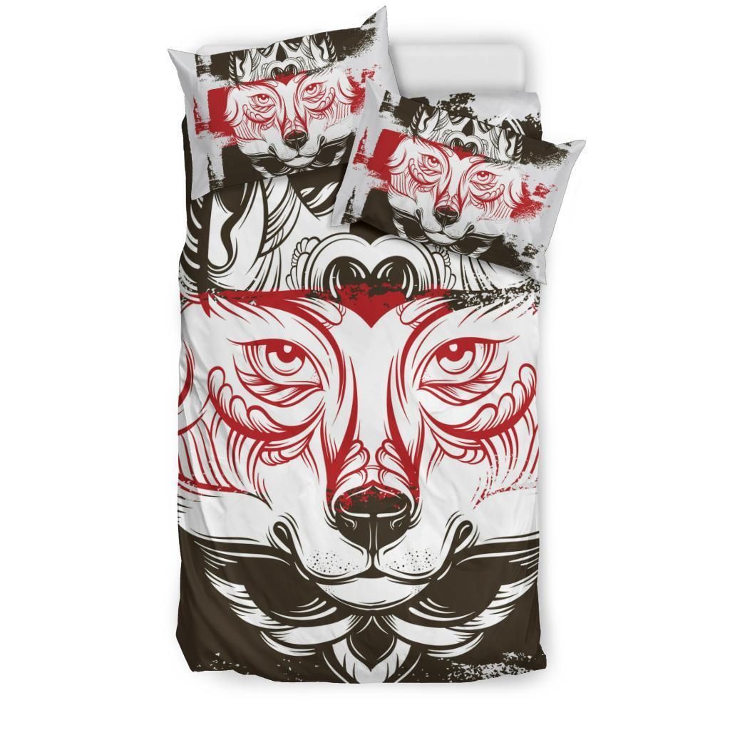 Red And Black Wolf Camouflage Bedding Set