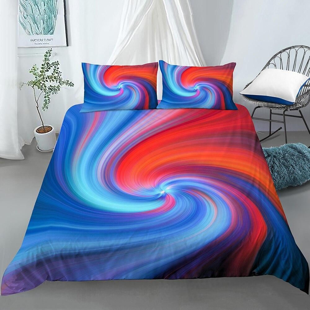 Red And Blue Swirl Bedding Set