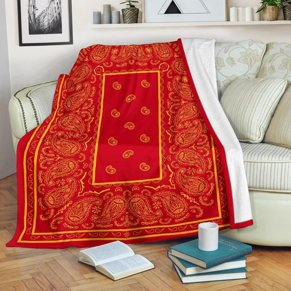 Red And Gold Bandana Sherpa Fleece Blanket