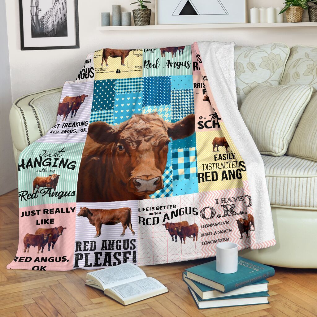 Red Angus Cow Sherpa Fleece Blanket