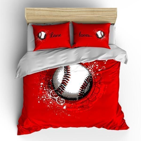 Red Baseball Monogram Bedding Set