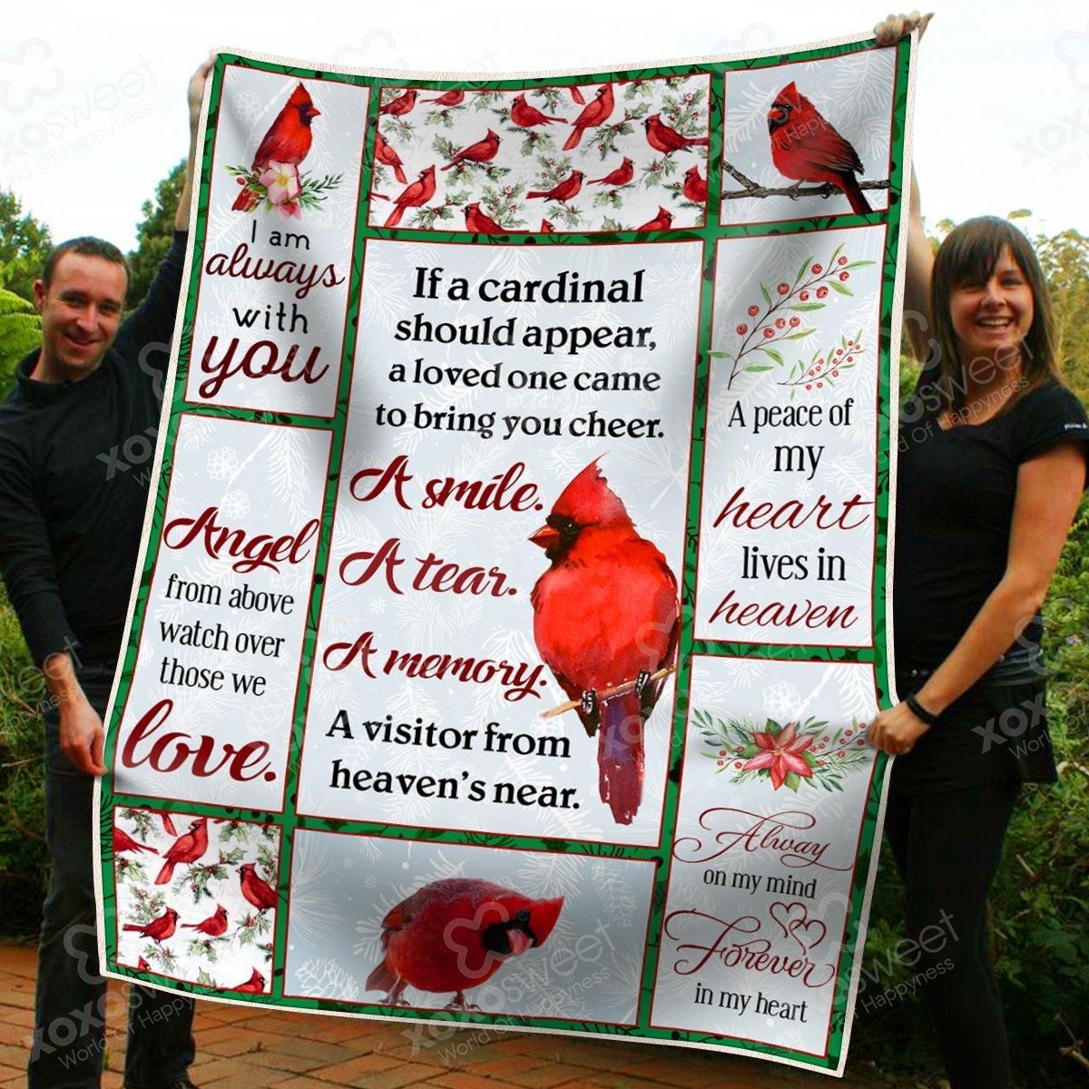 Red Bird Sherpa Fleece Blanket