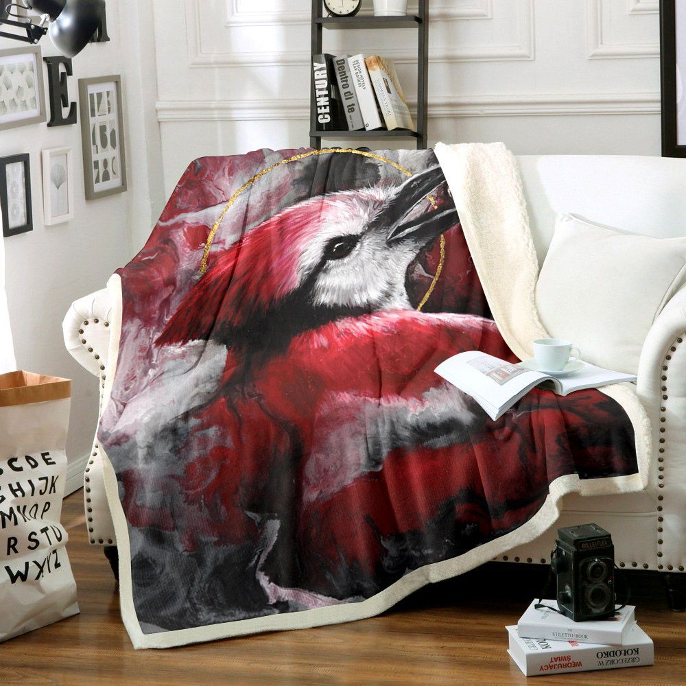 Red Bird Sherpa Fleece Blanket