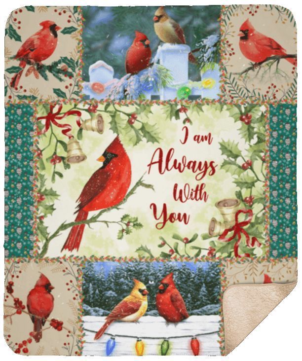 Red Birds Cardinal Christmas Sherpa Fleece Blanket