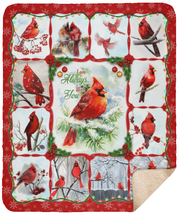 Red Birds Cardinal Sherpa Fleece Blanket