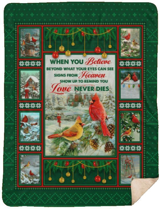 Red Birds Christmas Cardinals Sherpa Fleece Blanket