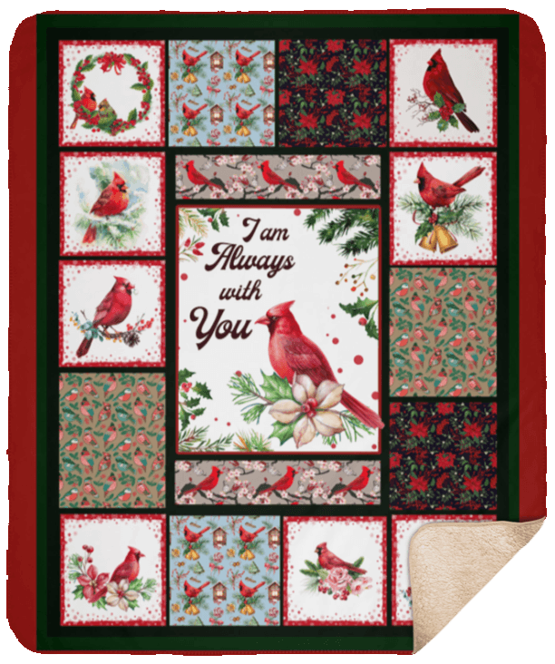 Red Birds I Am Always With You Sherpa Fleece Blanket