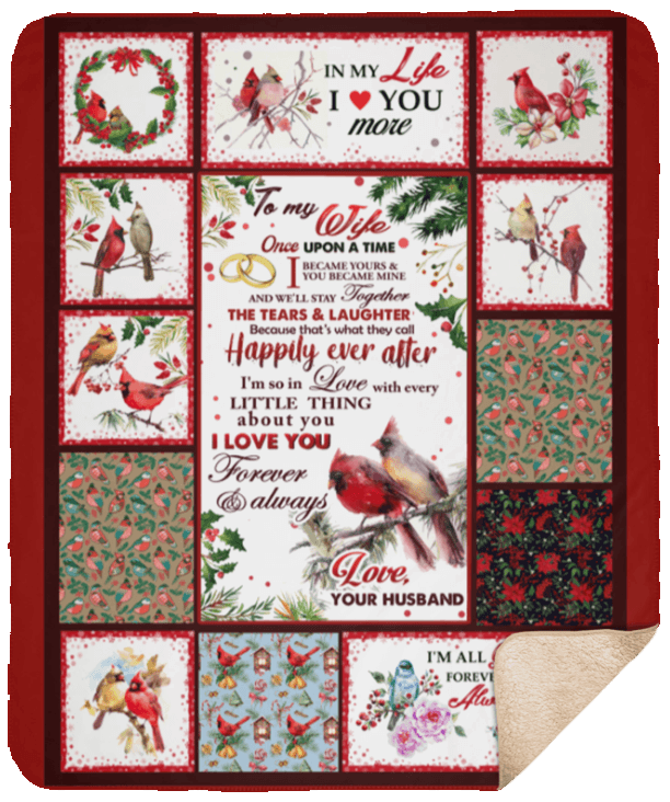 Red Birds To My Wife Love You Sherpa Fleece Blanket