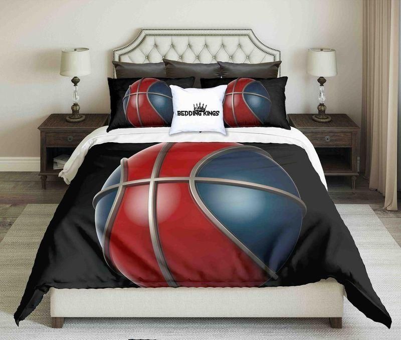 Red Blue Basketball On Black Background Design  Bedding Set