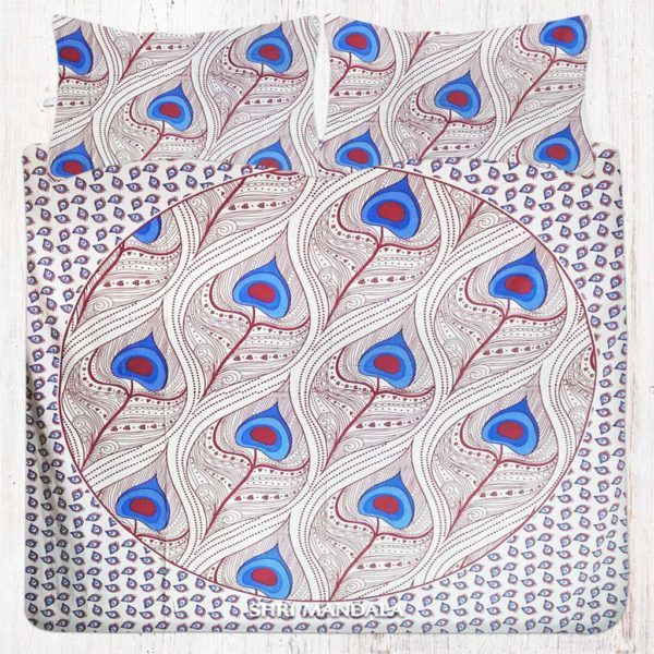 Red Blue Peacock Hippie Bedding Set