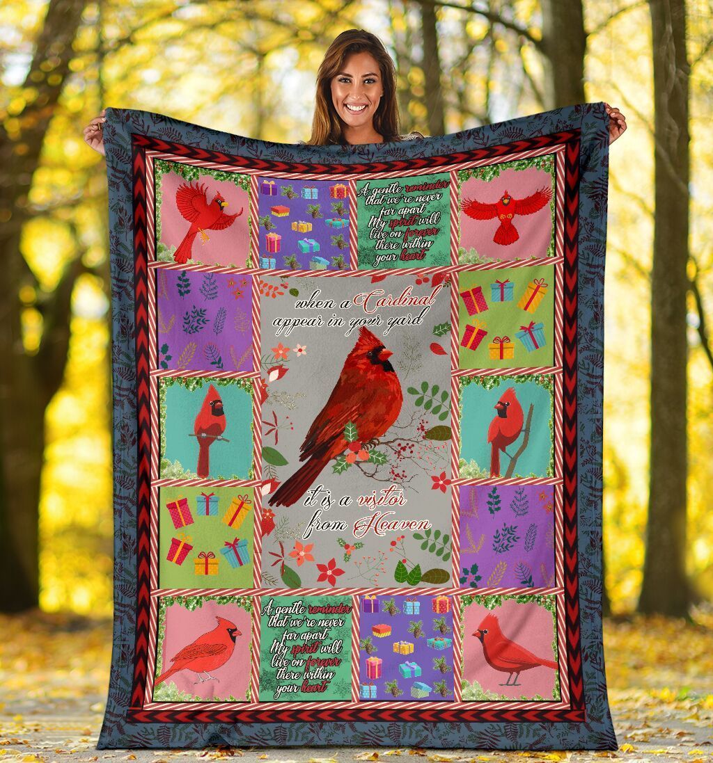 Red Cardinal Bird It’s Visitor From Heaven Fleece Blanket