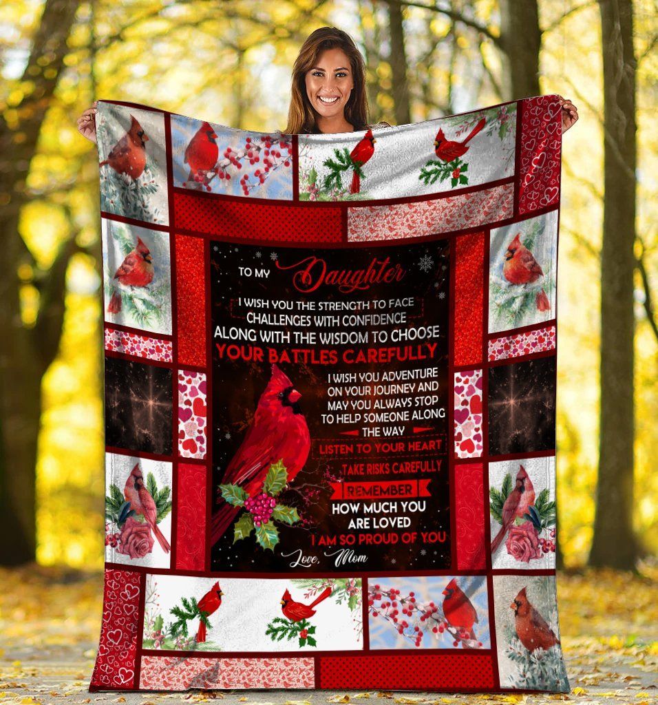 Red Cardinal Bird To My Daughter Mom And Daughter Sherpa Fleece Blanket