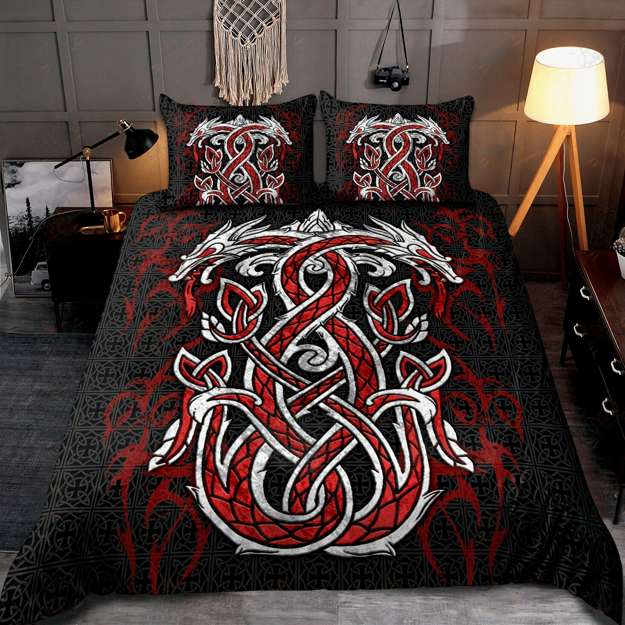 Red Celtic Dragon Bedding Set
