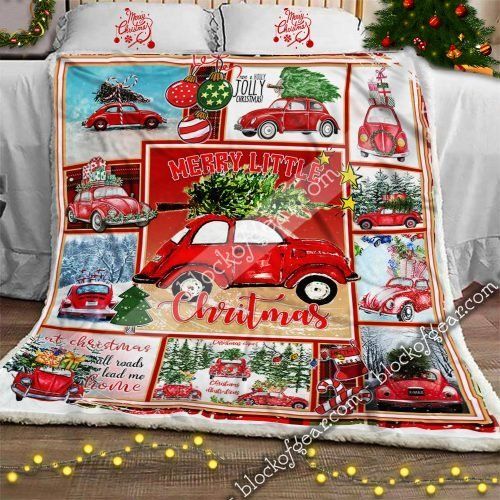 Red Christmas Beetle Sherpa Fleece Blanket