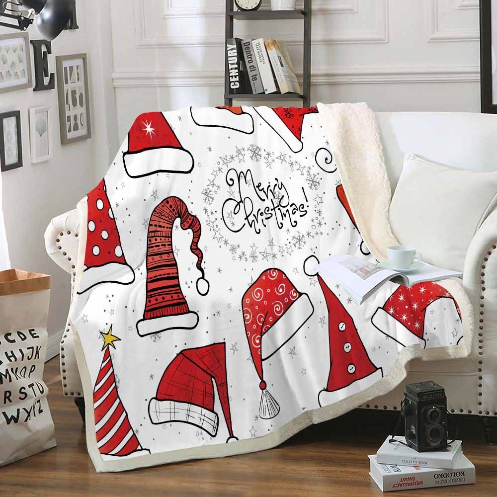 Red Christmas Hat Sherpa Fleece Blanket