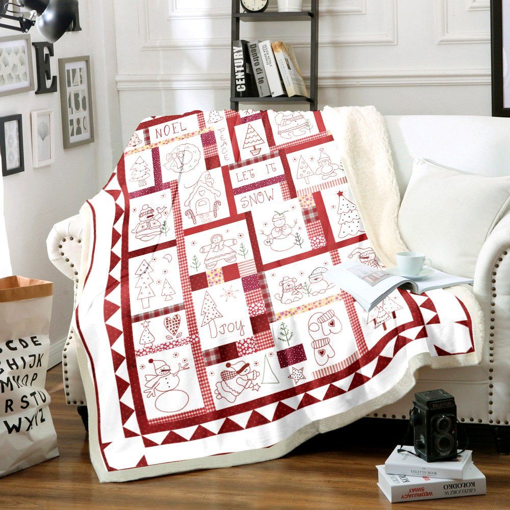 Red Christmas Sherpa Fleece Blanket