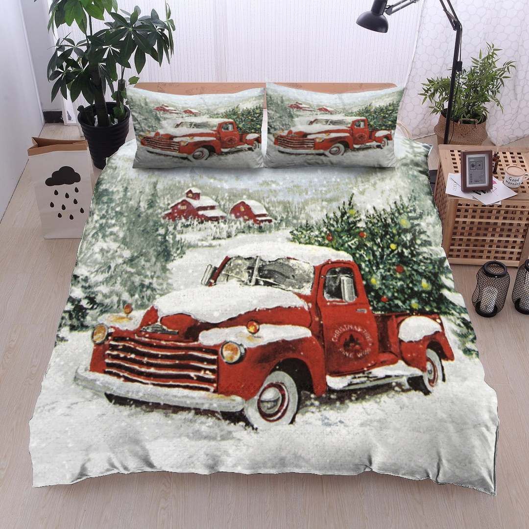 Red Christmas Truck Bedding Set