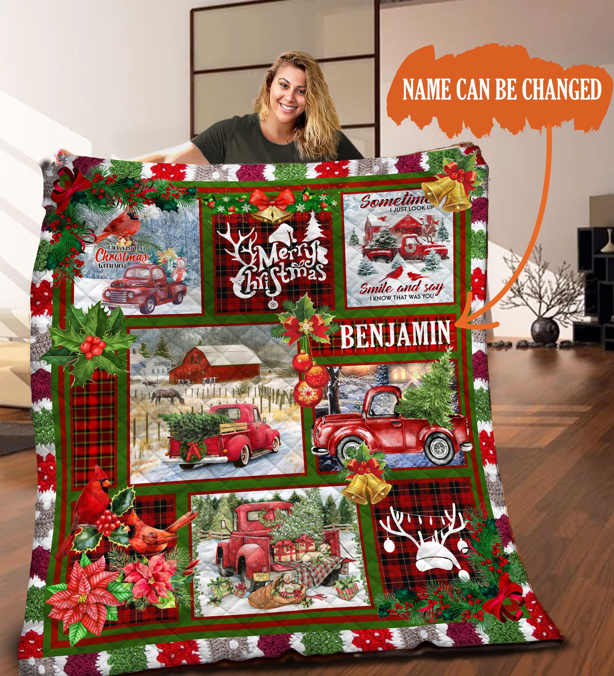 Red Chuck Christmas Personalized HHH131104NA Quilt Blanket