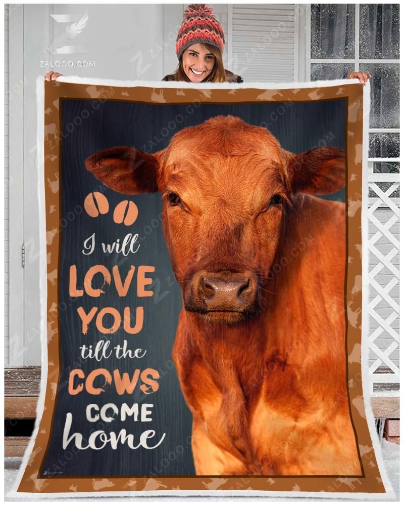 Red Cow I Will Love You Sherpa Fleece Blanket