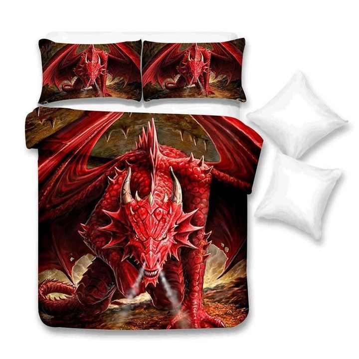Red Dragon Cartoon Cool Fashion Soft Bedding Set