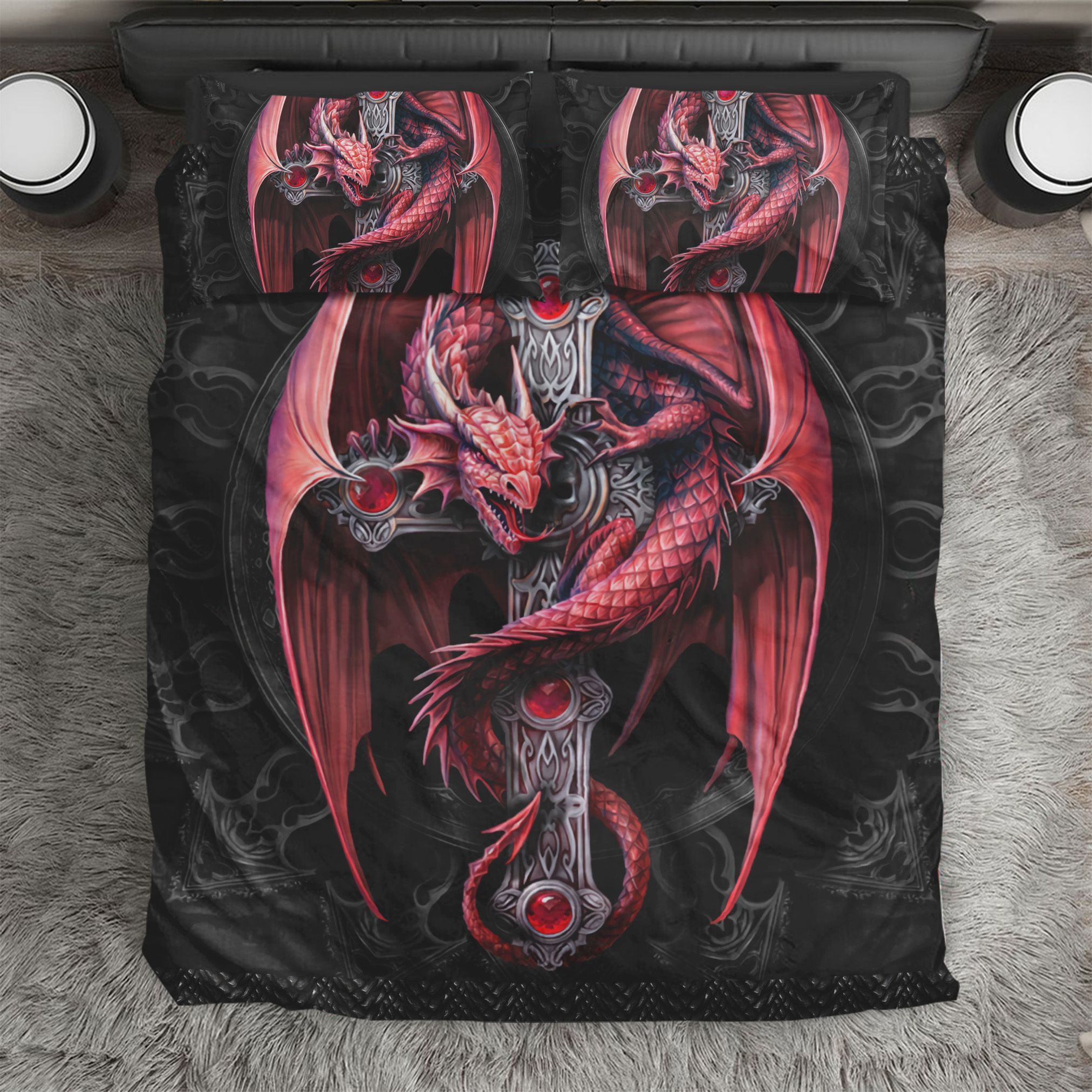 Red Dragon Celtic Bedding Set