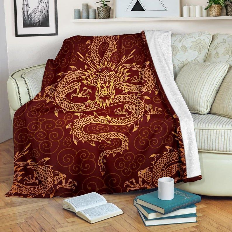 Red Dragon Sherpa Fleece Blanket