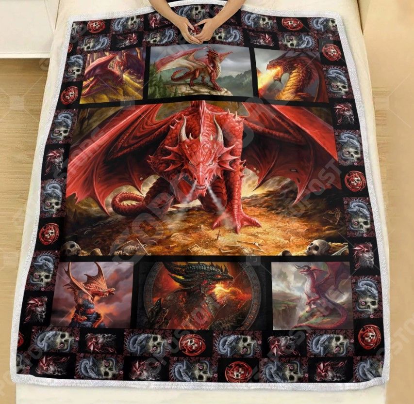 Red Dragon Sherpa Fleece Blanket