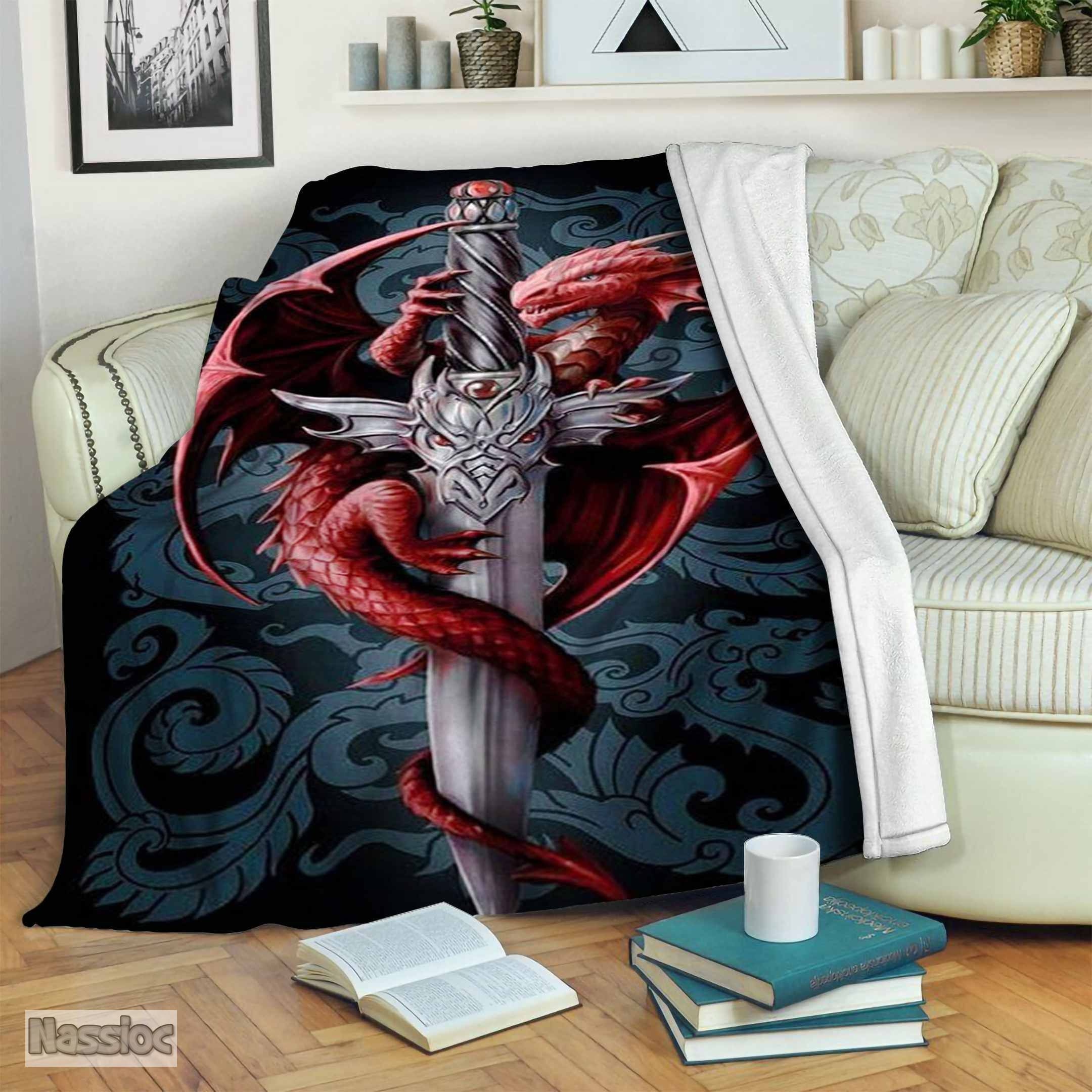 Red Dragon Fleece Blanket