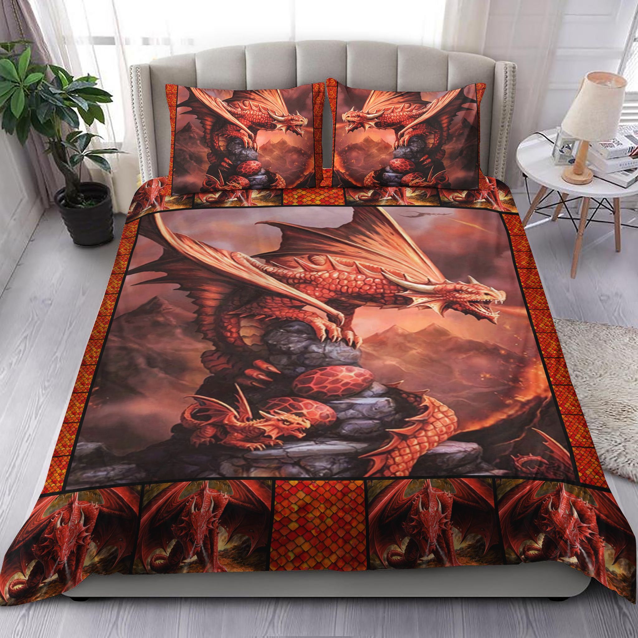 Red Dragons Bedding Set