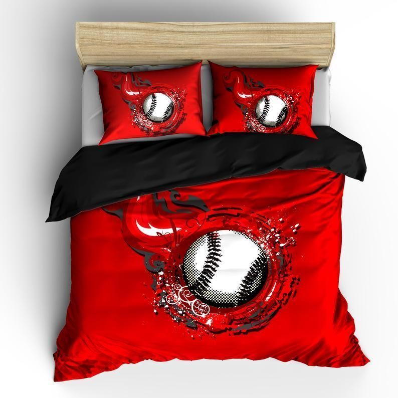 Red Flame Baseball Bedding Set