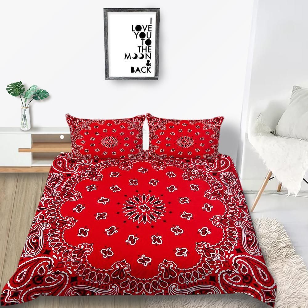 Red Flower Indian Pattern Bedding Set