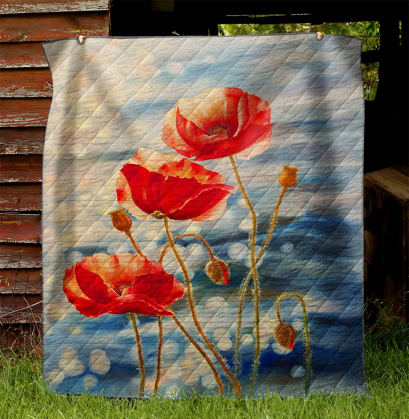 Red Flowers Painting NI2903043YD Quilt Blanket