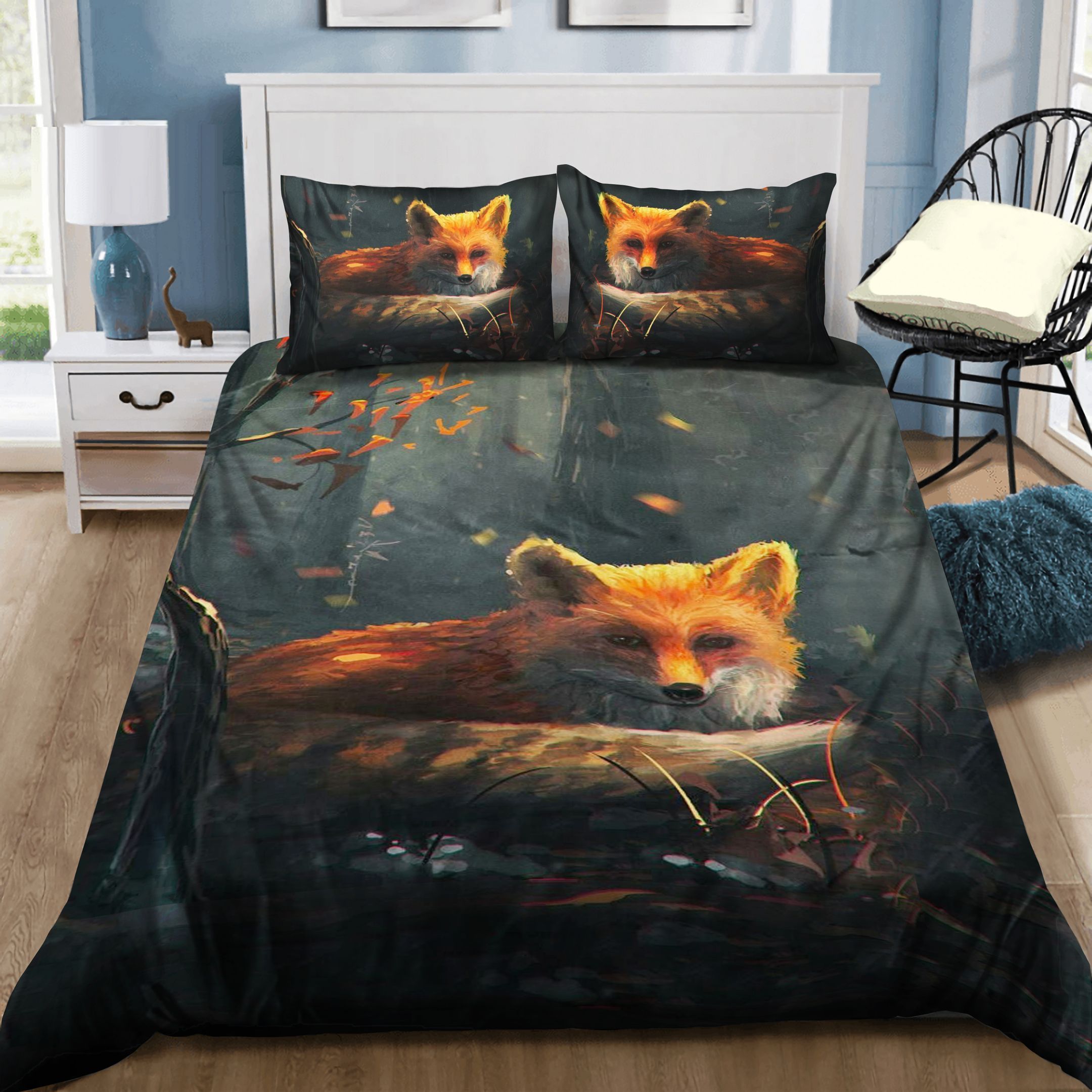 Red Fox In Forest Bedding Set
