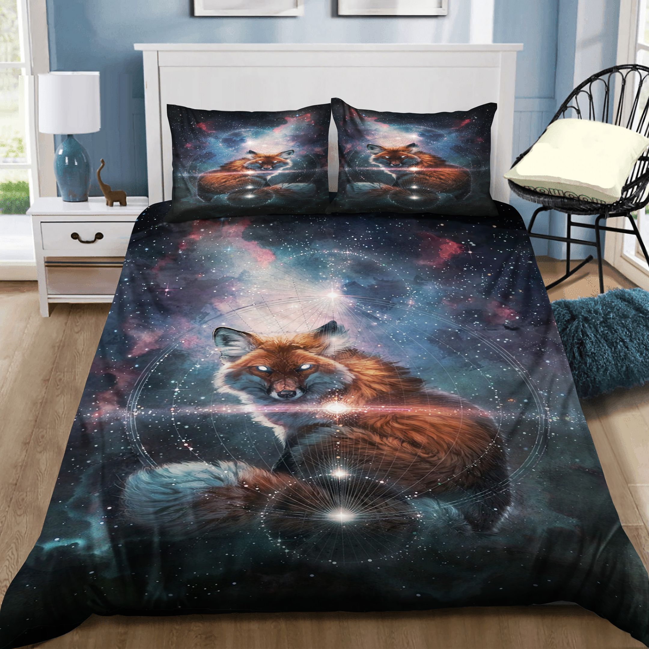 Red Fox In Galaxy Bedding Set