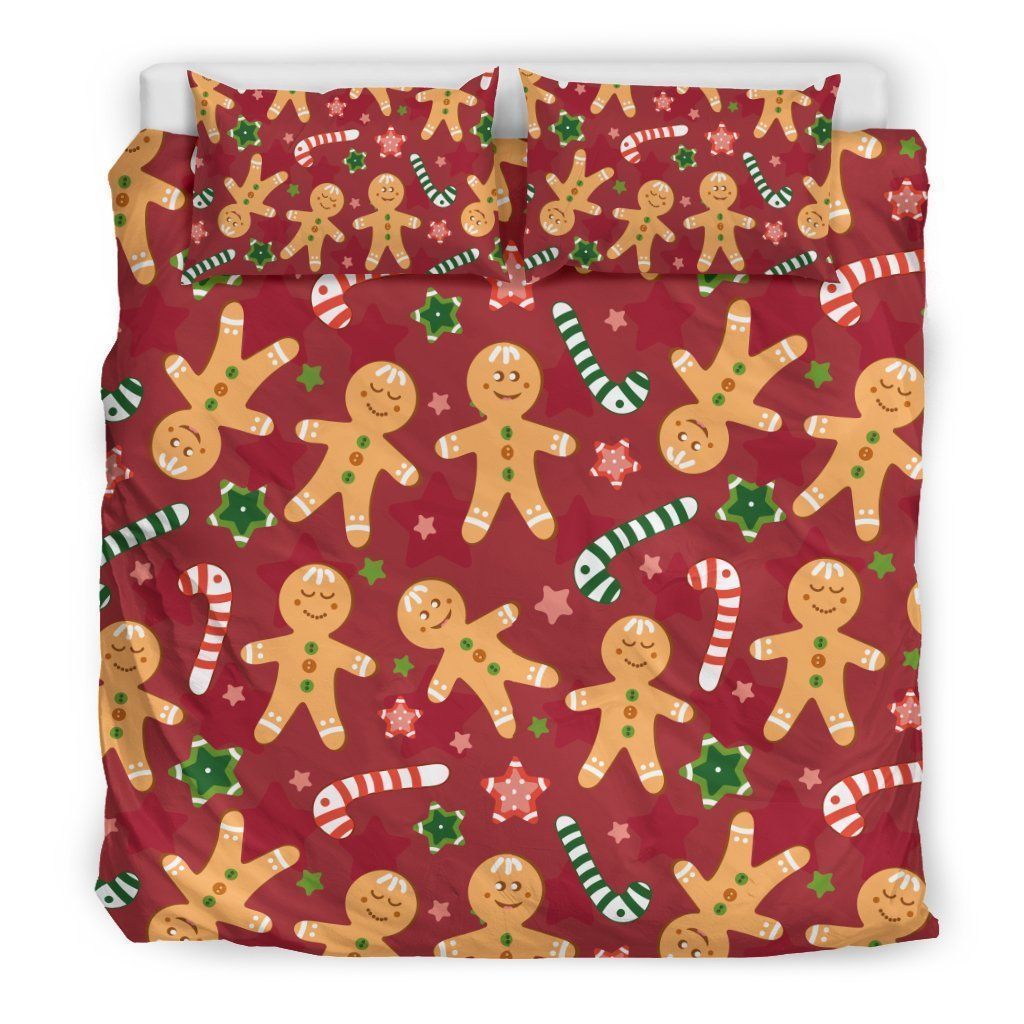 Red Gingerbread Man Chirstmas Bedding Set