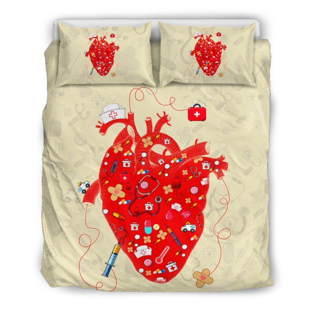 Red Heart Nurse Bedding Set