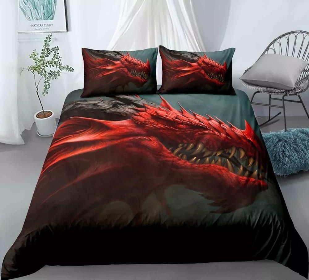 Red Hell Dragon Bedding Set