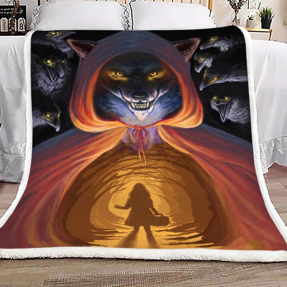 Red Hood Wolf Sherpa Fleece Blanket