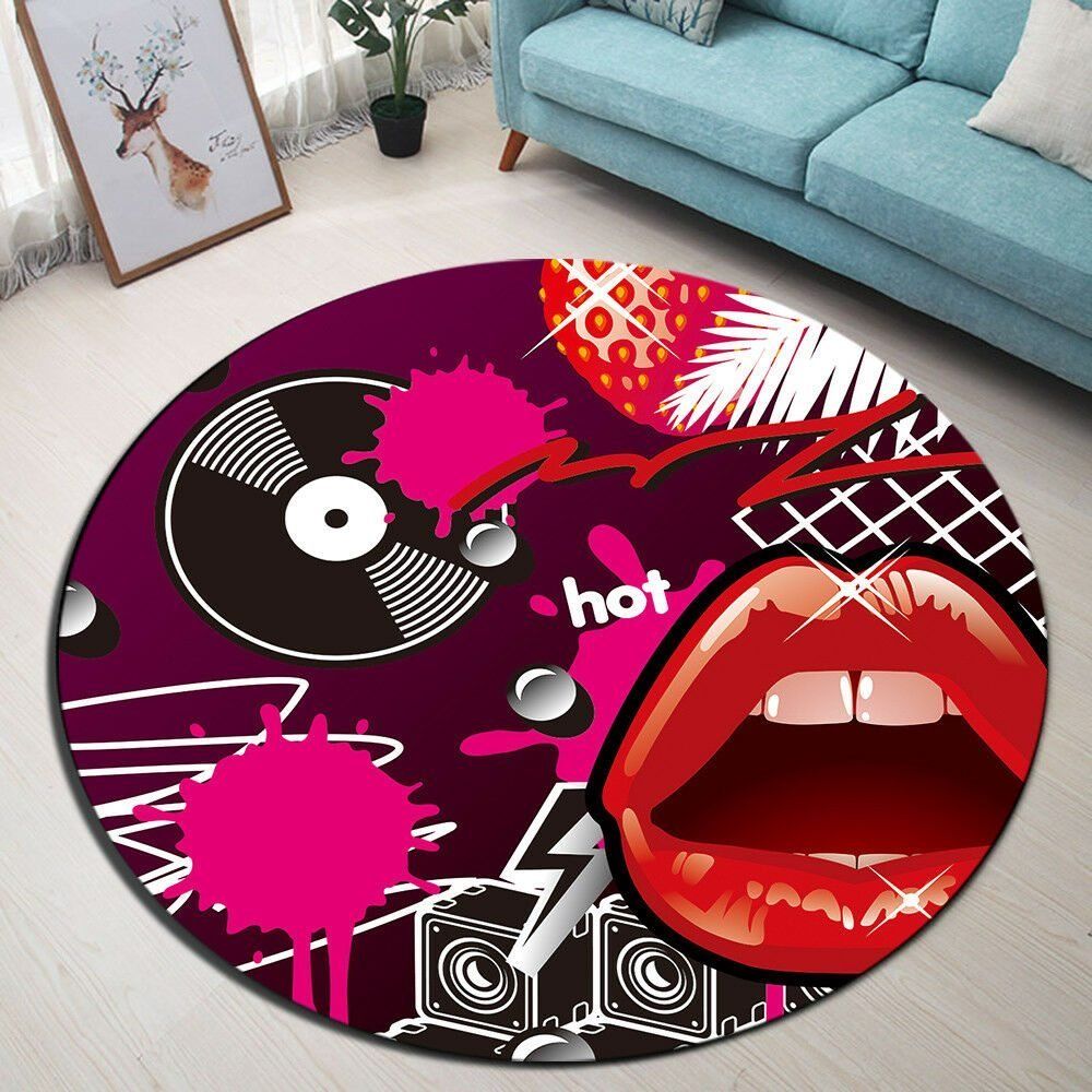 Red Lips Round Carpet