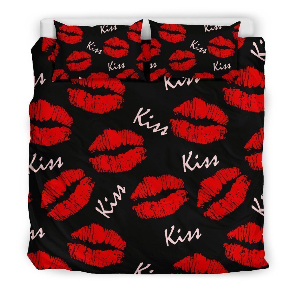 Red Lips Kiss Bedding Set