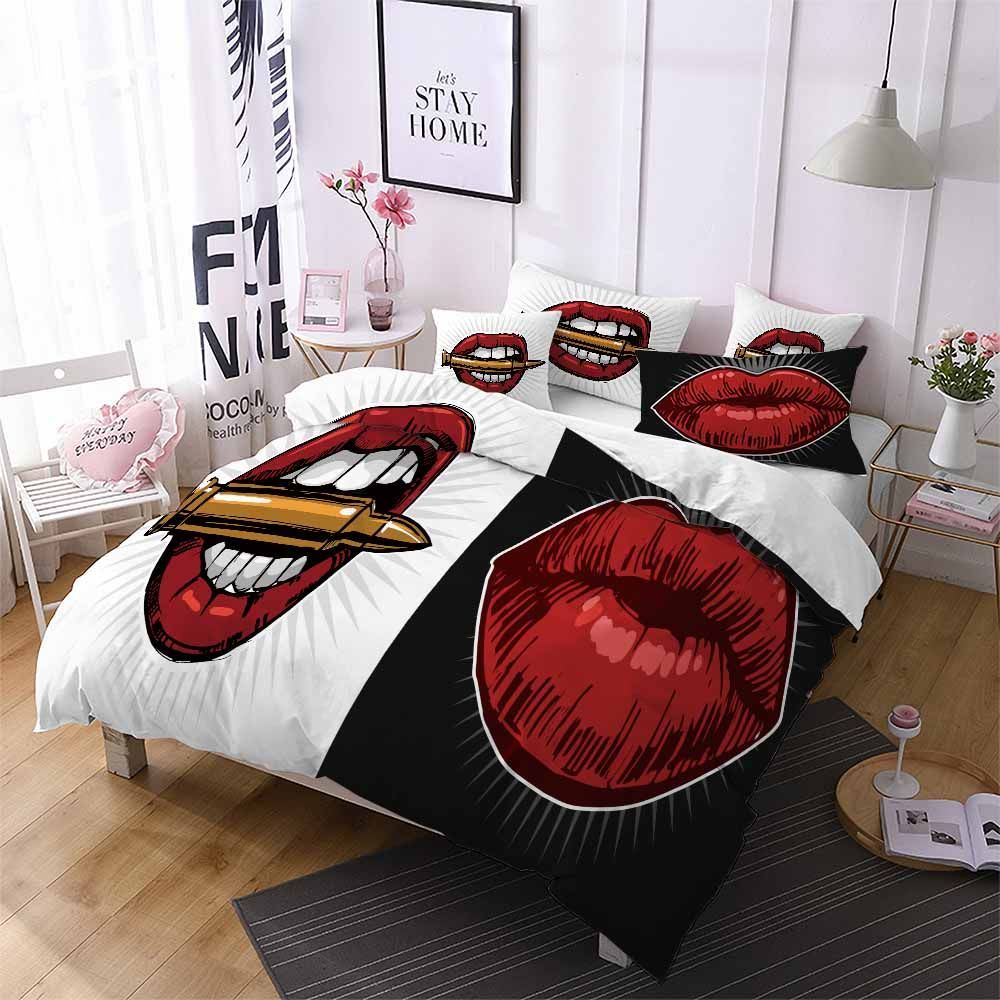 Red Lips Pattern Bedding Set