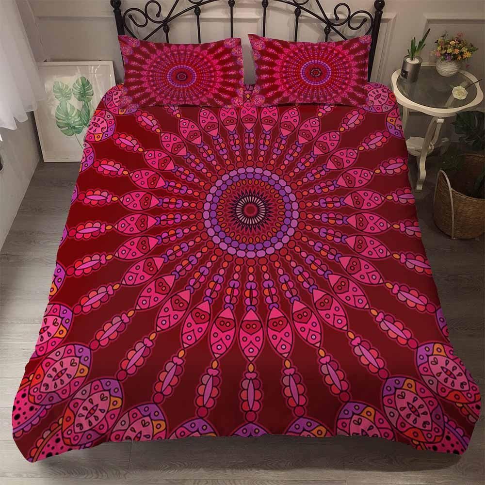 Red Mandala Pattern Printed Bedding Set