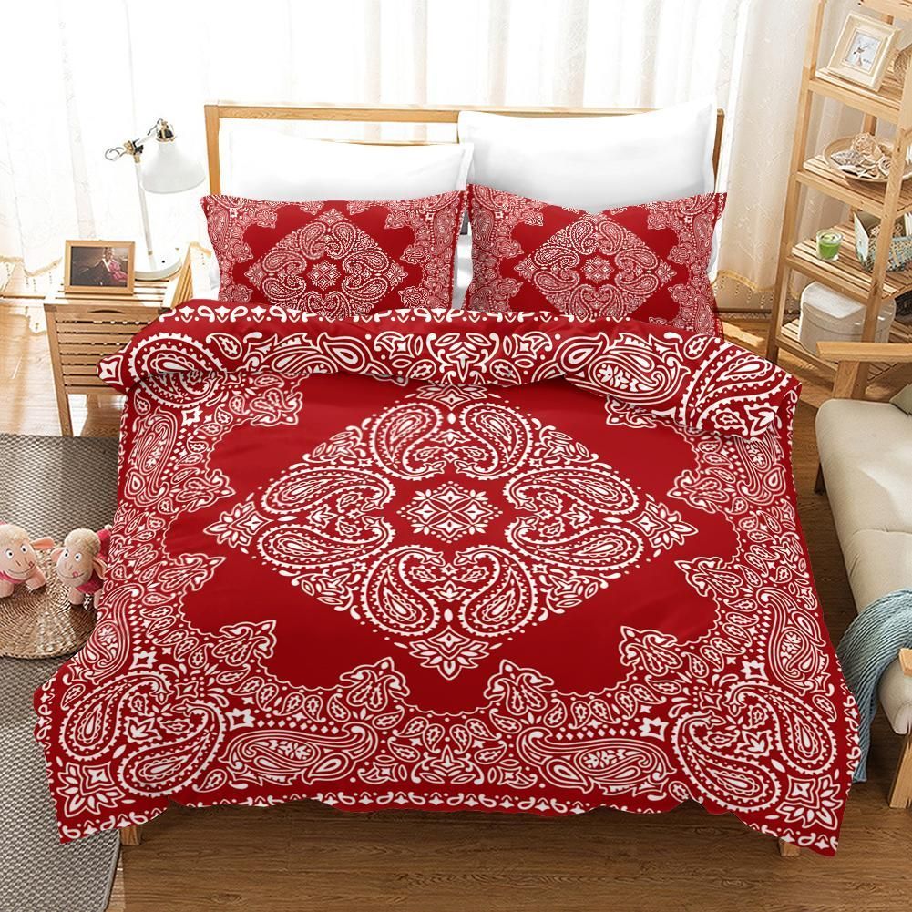 Red Medallion Bedding Set