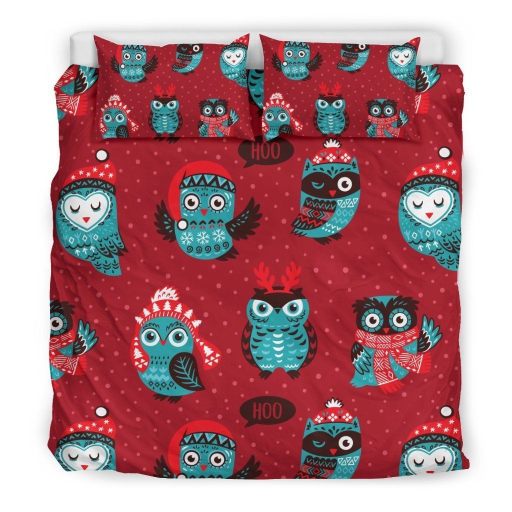 Red Owl Christmas Bedding Set