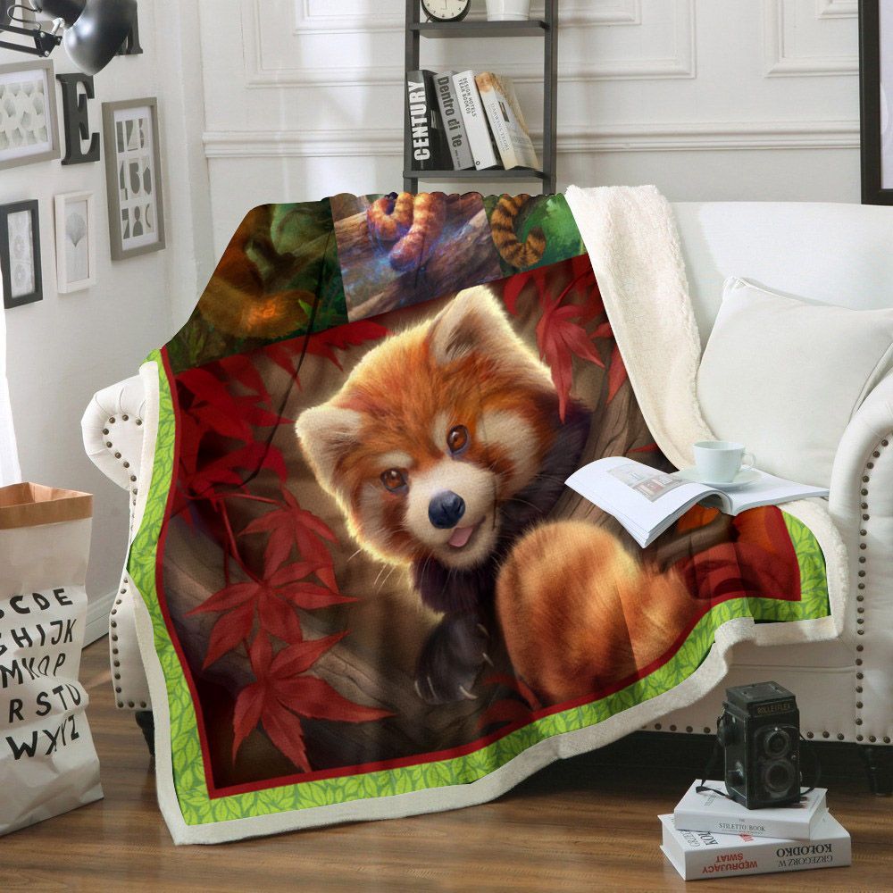 Red Panda Sherpa Fleece Blanket