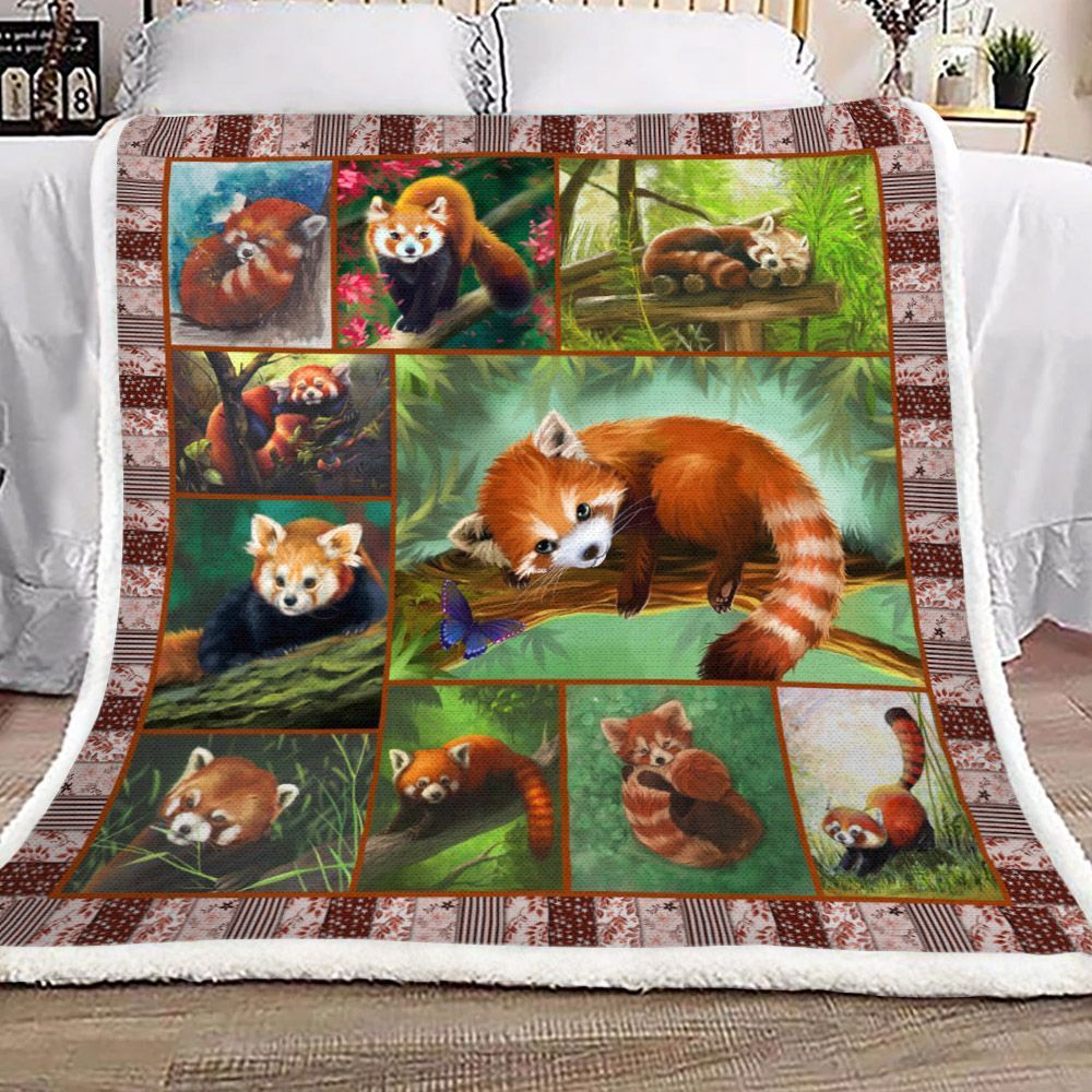 Red Panda Sherpa Fleece Blanket