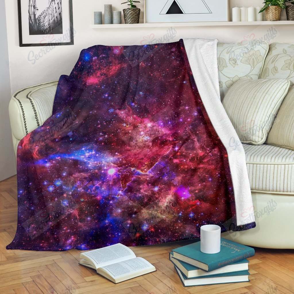 Red Purple Nebula Galaxy Space Fleece Blanket