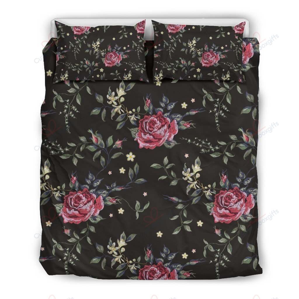 Red Rose Floral Bedding Set