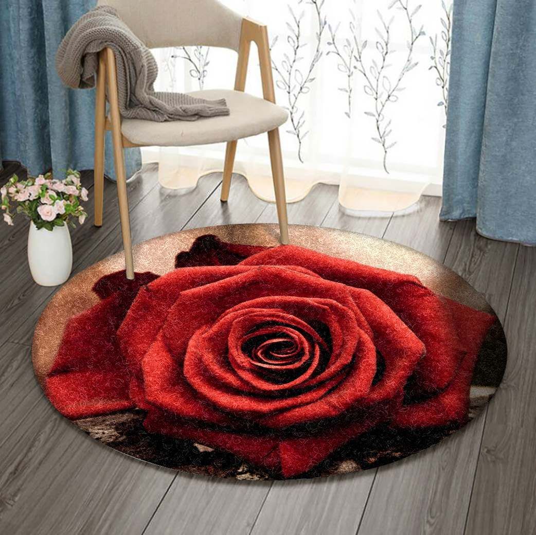 Red Rose Round Carpet