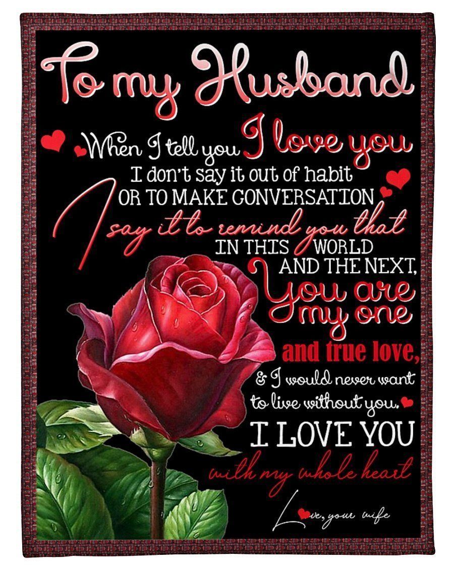 Red Rose To My Husband You Are My One And True Love Fleece Blanket